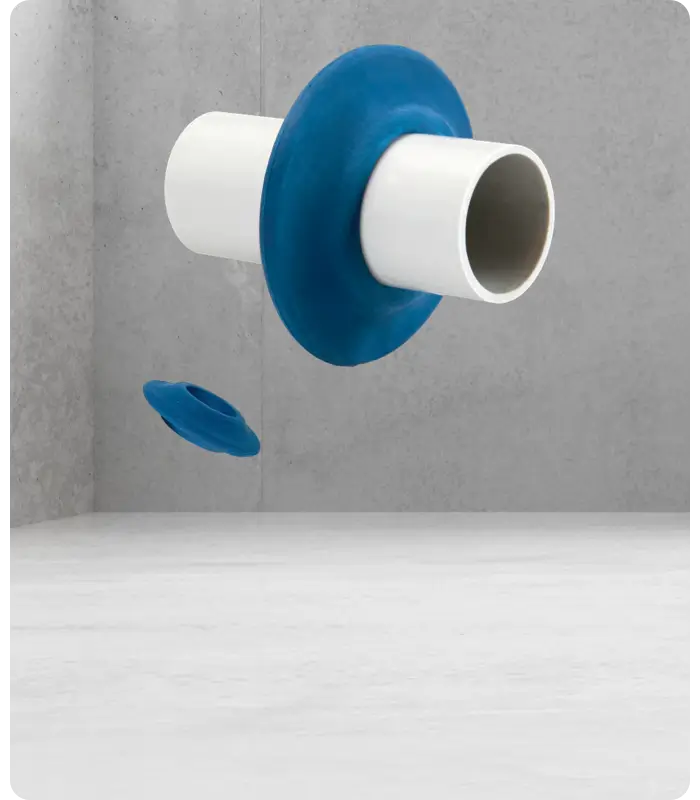 Manorteq FormRing, a blue swelling ring fitted around a white spacer sleeve